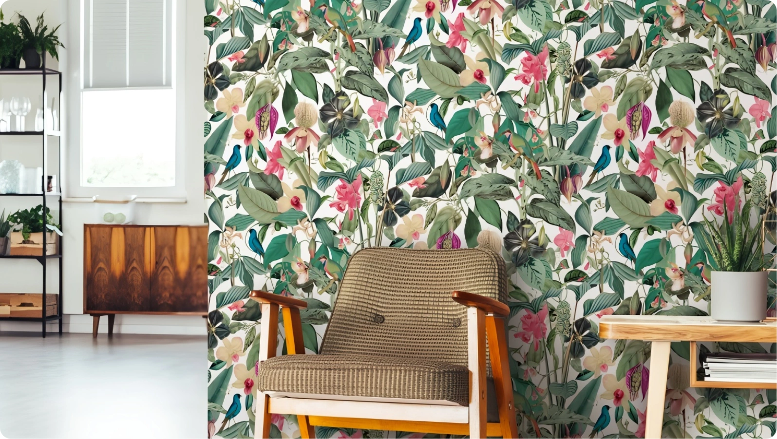 Colorful floral tropical wallpaper look stunning at your home